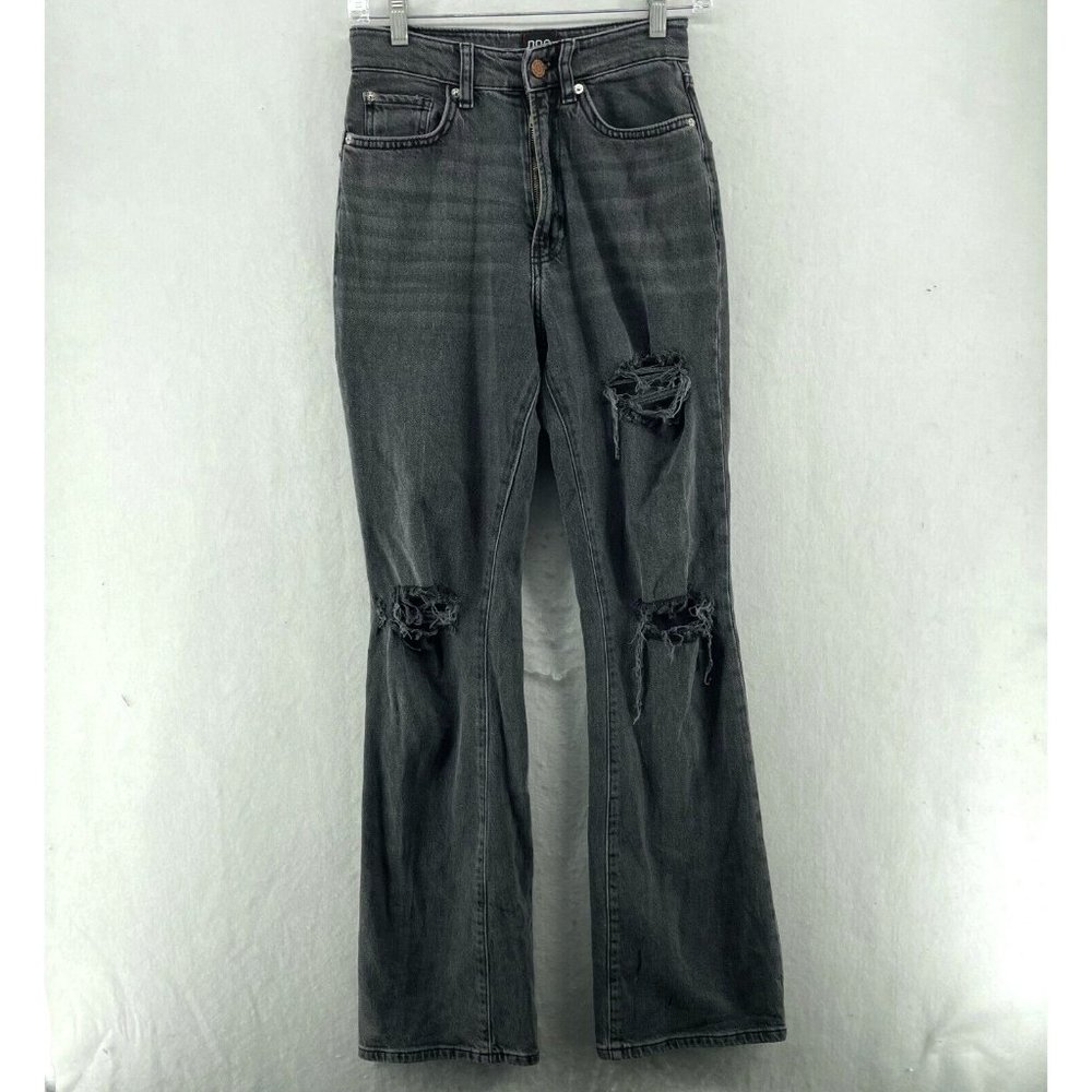 Urban Outfitters BDG Jeans Womens 25 Black Wash High Rise Flare Distressed Denim